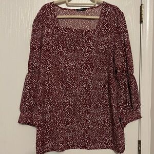SHEIN Burgundy and White Blouse